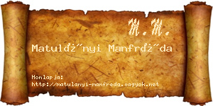 Matulányi Manfréda névjegykártya
